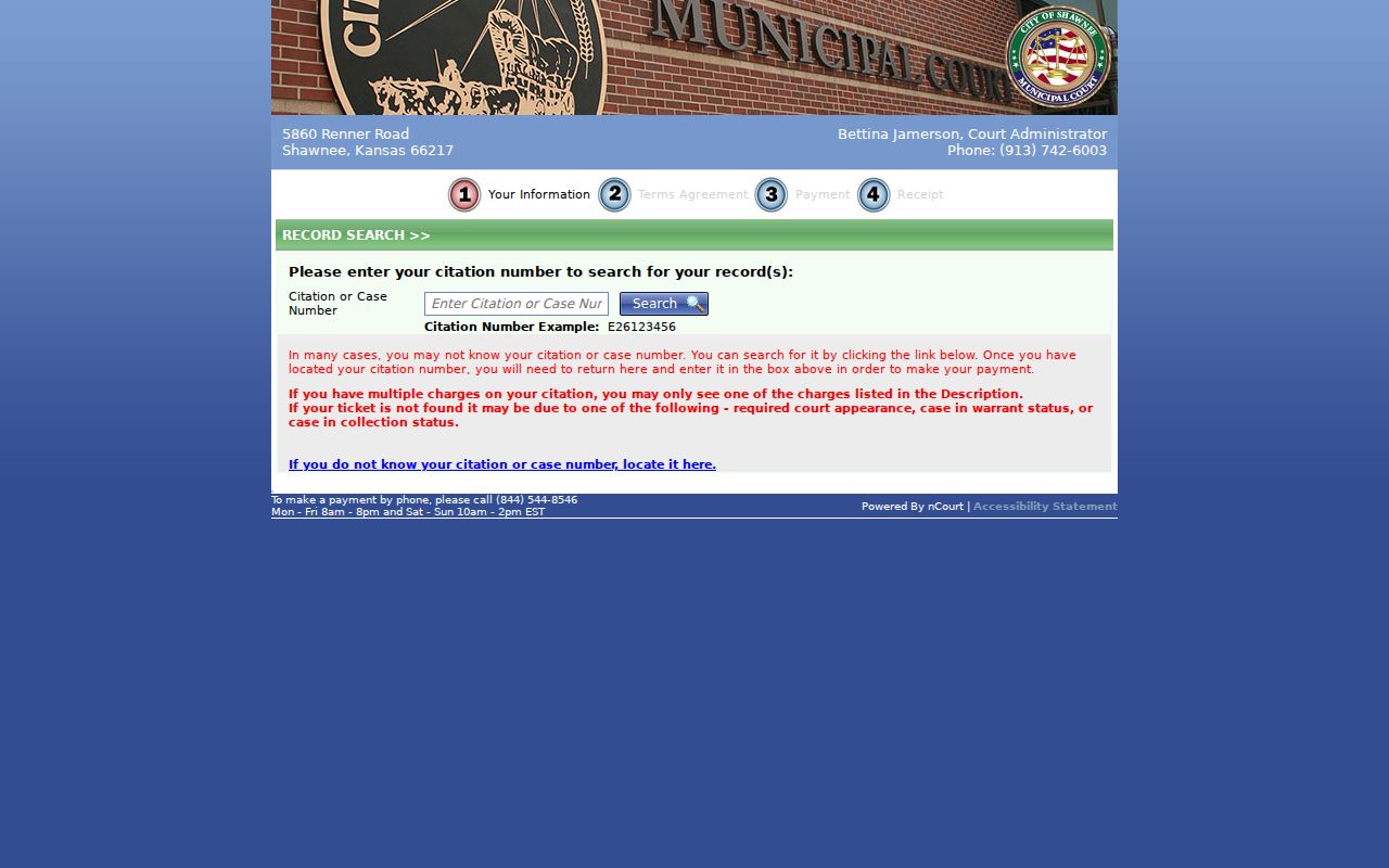 Shawnee municipal citation and case lookup for directory verification