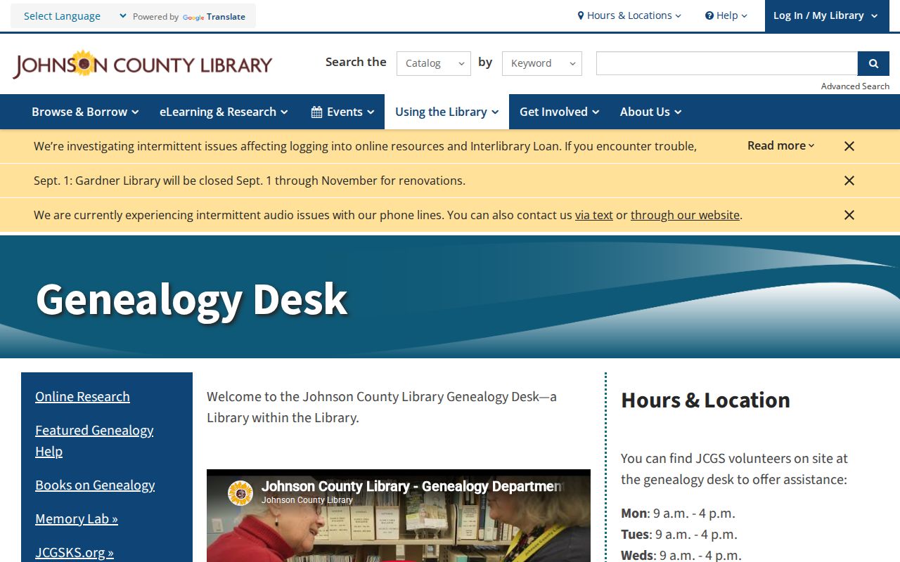 Johnson County Library genealogy resources for historical Shawnee resident directories
