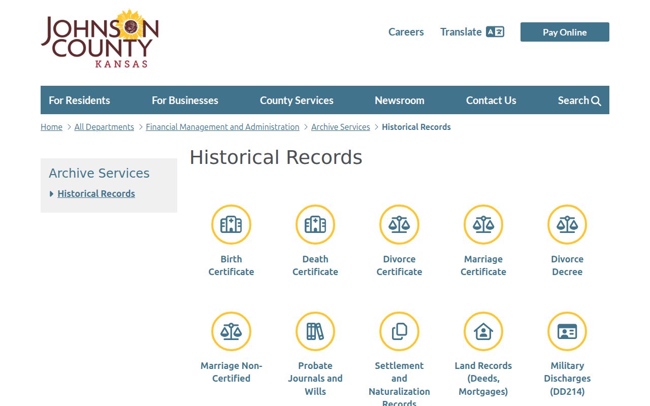 Johnson County historical records categories for older Shawnee block research