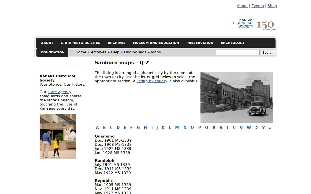 Kansas Historical Society Sanborn map finding aid with Shawnee coverage